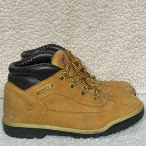TIMBERLAND Youth 15990 Wheat Nubuck Field Mid Tie Euro Hiker Boots - Sz US 6